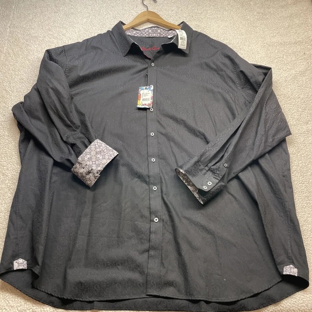 Robert Graham Button Down Mens 5XL Black Windsor Classic Paisley Jacquard NWT - Picture 2 of 10